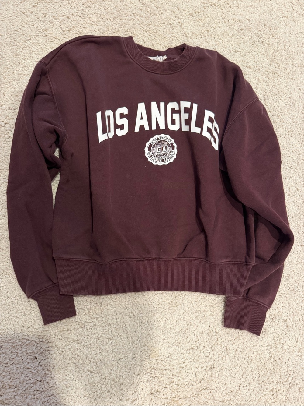 Good American Los Angeles Crewneck Sweatshirt - Maroon/Burgundy